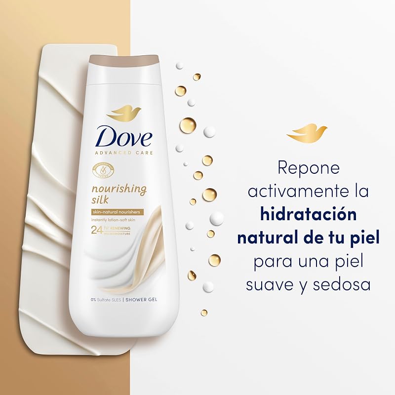 Dove Advanced Care Gel Doccia Seta Nutriente Idratanti Naturali 600ml