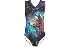 Jekioweii One Piece Swimsuit Girls Kids Bathing Suit V Neck Wide Shoulder Strap Toddler Beach Swimwear for 3-14 Years