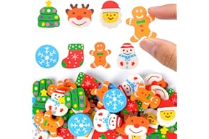 Wolpark 42 pcs Christmas Erasers for Kids Bulk Large Cute Snowflake Christmas Tree Pencils Erasers Novelty Desk Pets for Xmas Classroom Rewards Winter Kids Prizes Party Favors Goodie Bag Stuffers