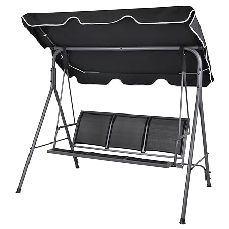 BB Sport 3-Sitzer Hollywoodschaukel BIBIONE mit abnehmbarem und neigbarem Sonnendach Gartenschaukel für 3 Personen belastbar 