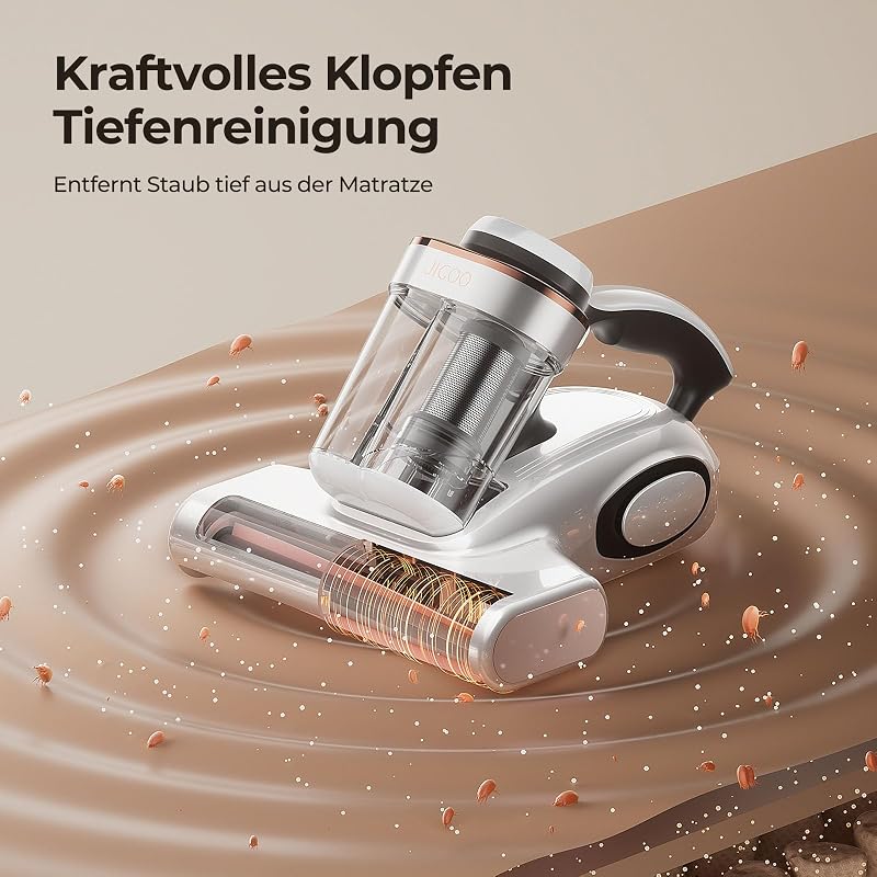 J300 Milbensauger mit Staubmilben-Sensor und Intelligenter LED-Anzeige, 500W Milbenstaubsauger mit UV-Licht, Ultraschall, Für Allergiker, entfernt 99,9% Allergene von Matratzen, Betten und Sofas — Foto 7 von 8