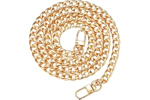 47” Flat Chain Strap, Handbag Crossbody Strap, Purse Chain Strap Replacement, Aluminum Alloy Flat Chain with Metal Buckles, G