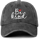 GOSJINNK Funny Inspirational Quote Distressed Washed Black Baseball Caps Be Kind Printed Cotton Adjustable Baseball Hats for Men Women Trendy Birthday Gifts for Dad Mom Friend Wife Coworker Neighbor