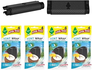 Little Trees Car Air Freshener | Vent Wrap Provides Long-Lasting Scent, Invisibly Fresh! | Caribbean Colada, 4-Packs (4 Count)