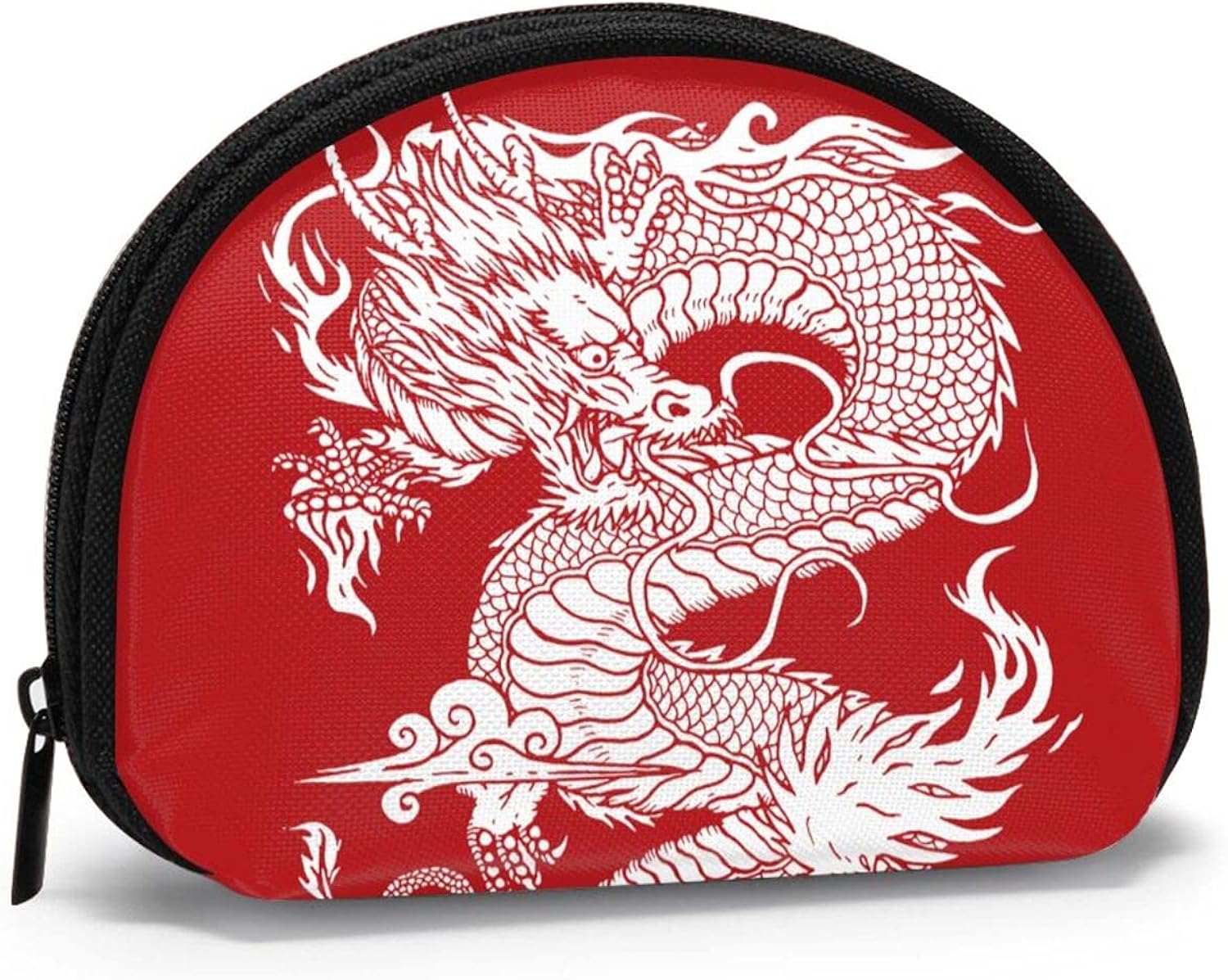 Chinese Dragon Coin Purse with Zipper Mini Wallet Makeup Shell Storage