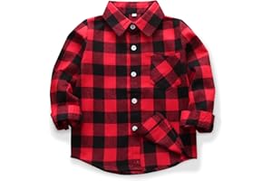 OCHENTA Little Big Boys Girls & Mens Plaid Flannel Shirt Button Down Family Matching Outfits