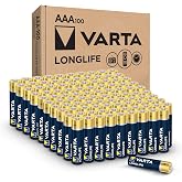 Varta Longlife AAA Batteries (100 Pack), Alkaline Triple A Battery