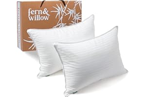 Fern and Willow Pillows for Sleeping - King Size 20"x36", 2 Pack - Premium Down Alternative, Hotel Bed Pillow Set - Luxury, Plush Cooling Gel Pillow, Hypoallergenic - Perfect for Back & Side Sleepers
