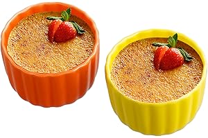 Baalaka Ceramic Ramekins 4 oz, Color Creme Brulee Ramekins, Sauce Cups Set of 2-Oven Safe, Small Bowls and Ramiken Baking for Party, Wedding