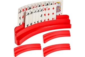 4 Pcs Card Holders for Playing Cards, Playing Card Holder Curved Design Non Slip Hand Free Plastic Game Card Holder for Group