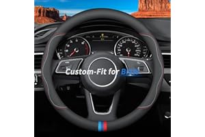 Deer Route Custom-Fit for BMW Steering Wheel Cover, Premium Leather Car Steering Wheel Cover with Logo, Non-Slip, Breathable, for BMW Accessories (C-Style,for BMW)