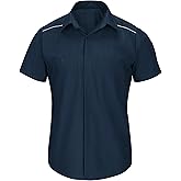 Red Kap womens Short Sleeve Pro Airflow Work Button Down Shirt, Navy, Large US