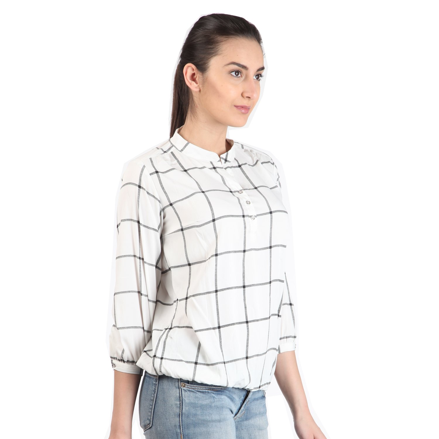 mallory winston window pane women's balloon top