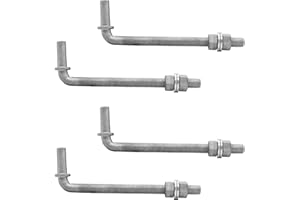 4 Pack 8" J-Bolt Gate Hinge, KINNAN J-Bolt Chain Link Fence Gate Hinge with 5/8" Male Hinge Pin, Galvanized Steel Farm Gate Hinges, Chain Link Gate Hardware,Nuts & Washers Included