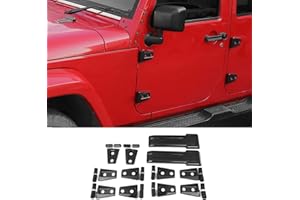 RAZPOY for JK 12PCS Full Set Exterior Trim Kit, Door Hinge Cover & Engine Hood Hinge Trim & Spare Tire Bracket Trim Compatible with 2007-2017 Jeep Wrangler JK 4-Door, Carbon Fiber