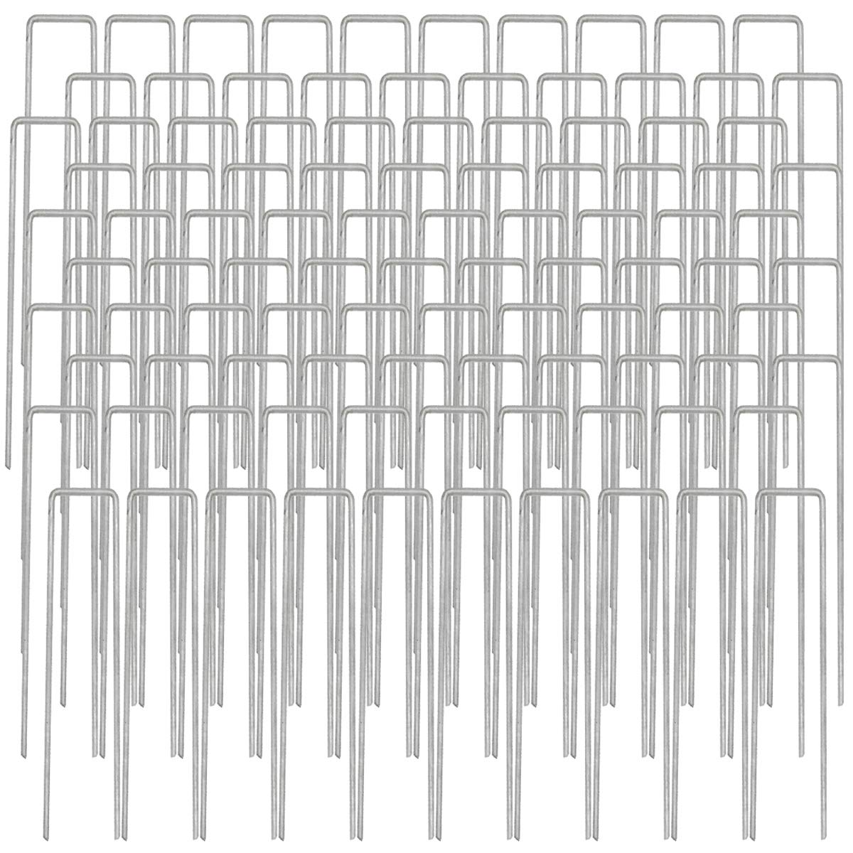 AMANKA set of 100 pcs Pegs Ø3,2mm galvanized steel 150x30mm to anchor nettings tarpaulins to the ground U-shaped Angular