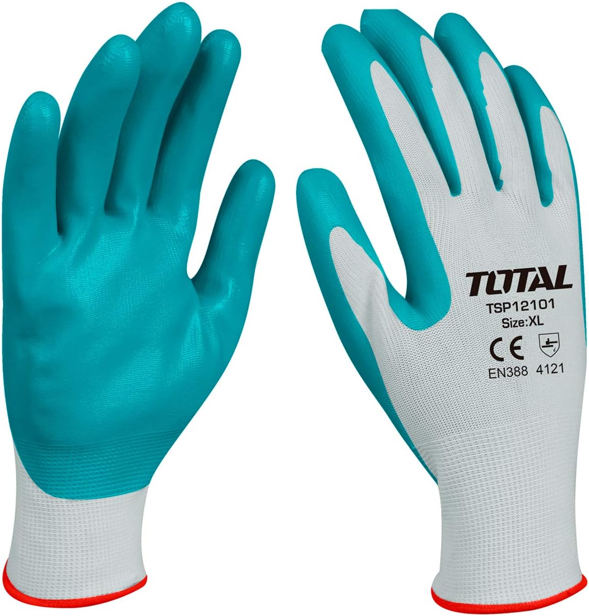 Total Tools Heavy Duty Nitrile Gloves Pair PPE Rubber Safety Hand Protective