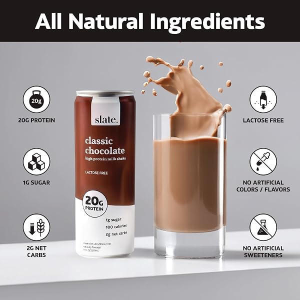 SLATE MILK – HIGH PROTEIN MILK SHAKE – CLASSIC CHOCOLATE, 11 FL OZ