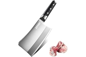 Kitory Heavy Duty Bone Cleaver - 7" German High Carbon Steel Chinese Chef Knife with Ergonomic Handle - Professional Bone Cut