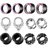 TIANCI FBYJS Stainless Steel Ear Tunnels Saddle Gauges For Ear Silicone Soft Flexible Earrings Gauge Plugs Expander Stretcher Body Piercing Jewelry 0g 2g 00g 1/2'' Set