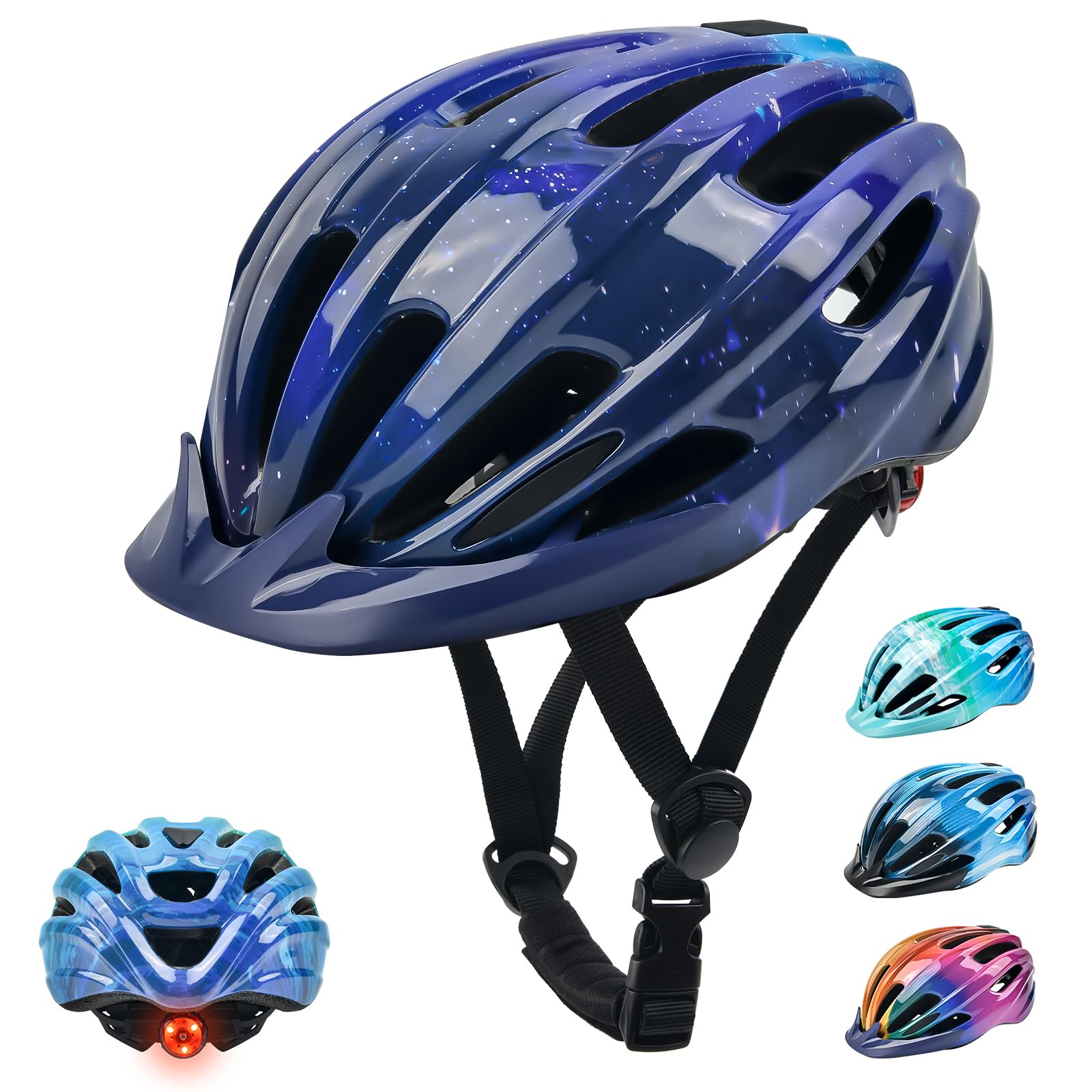Kids Bike Helmet, Bike Helmets for Kids with Light and Visor for Boys Girls Bike Helmet Childrens Bike Helmet Bicycle Cycling Helmet (50-57CM)