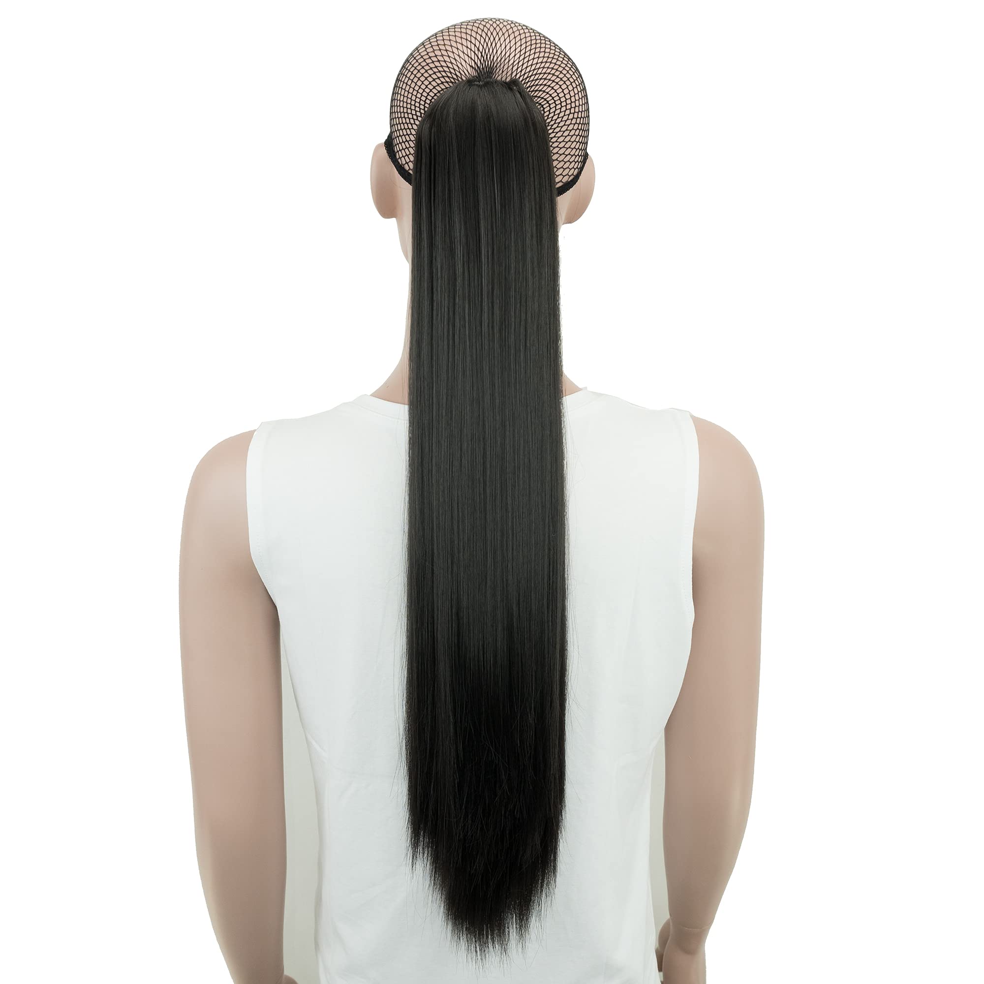 IMISSU Thick Straight Jaw Claw Ponytail Hair Pieces Extensions Pony Tail Clip in Hairpiece 24 Inches (Straight Black)
