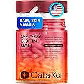 Cata-Kor Hair Skin and Nails Vitamins – Biotin | Hyaluronic Acid | Calcium AKG | MSM | Vitamin C & Vitamin D3 K2 – Hair Vitamins for Women – Promotes Shiny Hair & Radiant Skin – 90 Capsules (1 Pack)
