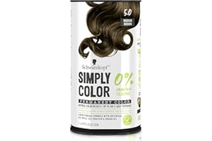 Schwarzkopf Simply Color Permanent Hair Dye, 5.0 Medium Brown, Long-Lasting with Nourishing Ingredients, No Ammonia or Silicone, All Hair Types