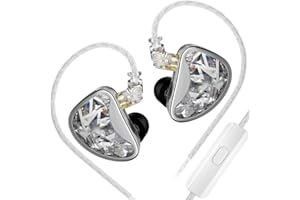 ERJIGO KZ AS24 12 Balanced Armature Drivers in Ear Headphones Earphones,Extra Bass IEM Earbuds, in Ear Monitor for Audiphiles (Silver (Non-tunable Version), with Microphone)