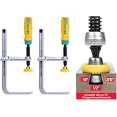 MICROJIG MatchFit Dovetail Clamps, Woodworking Track System Tools, DVC-538K2, 2-Pack, Yellow/Green