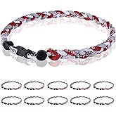 Midtatus 12 Pack Baseball Necklace 18inch, Team Gift for Baseball Funs, Three Braided Titanium Tornado Rope Design, with Muti - Color for Pick