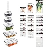 ZWILLING Fresh & Save 32pc Vacuum Starter Set, Vacuum Sealer Machine Set, Sous Vide Bags, Meal prep, Airtight Food Storage Containers Glass