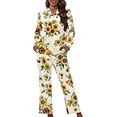 Talayituse Women's Pajama Sets Long Sleeve Button Down Sleepwear Nightwear Soft Pjs Lounge Sets Plus Size XS-4XL
