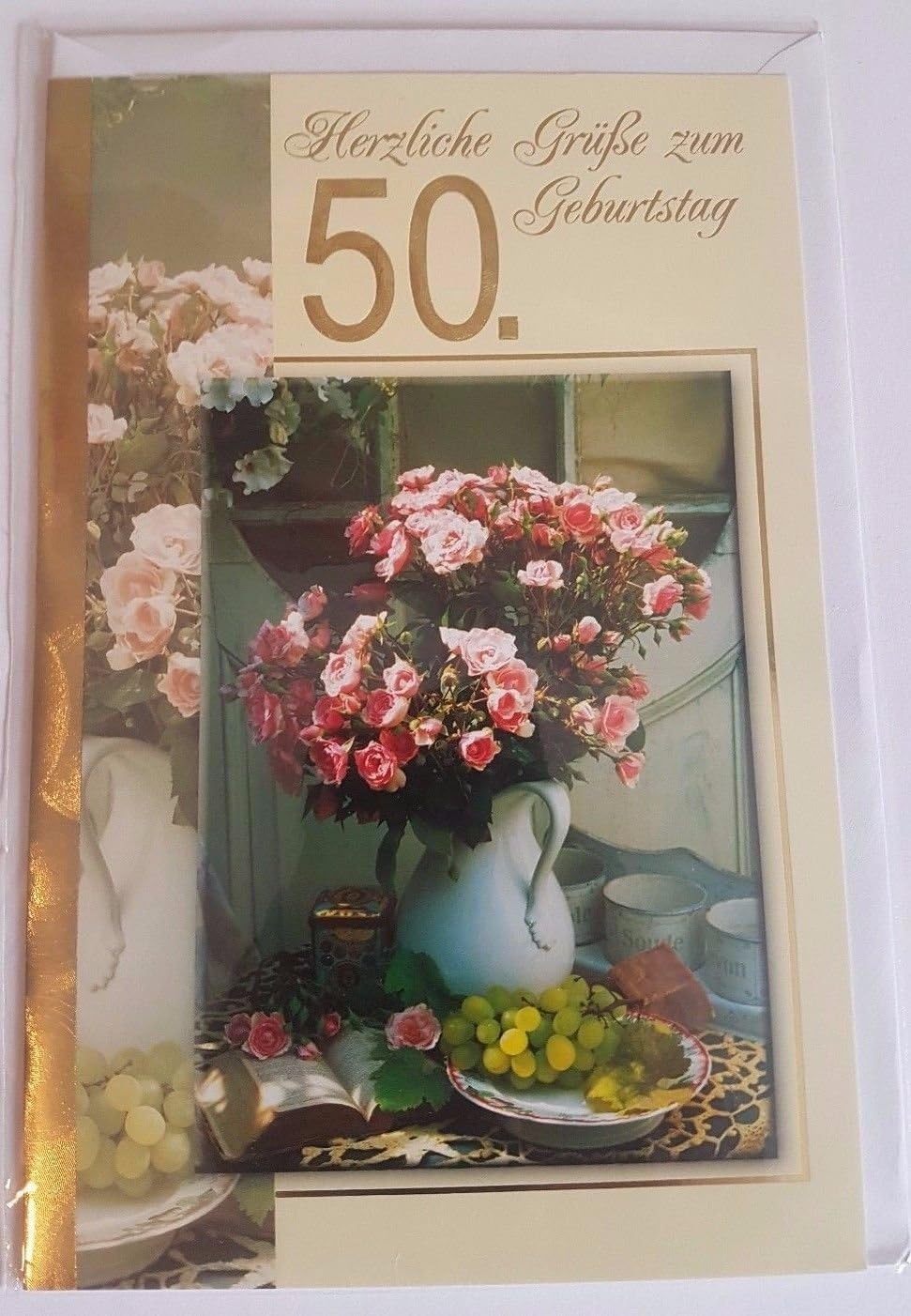 50 Anni Di Fiori In Vaso Biglietto Di Auguri Auguri Fuenzig Compleanno Happy Birthday Card Nuovo Amazon It Cancelleria E Prodotti Per Ufficio
