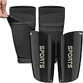 ATHCISE Kids Youth Soccer Shin Guards with Sleeves, Slip in Shinguards Soccer Shin Pads for 3-15 Years Old Boys Girls Child Teens