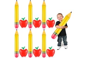 LaRandom 12 Pcs Giant Inflatable Pencils and Fruits Balloons Set Large Blow up Pencil Fruit Classroom Decoration for Back to School Classroom Garden Room Birthday Party Indoor Outdoor Decor