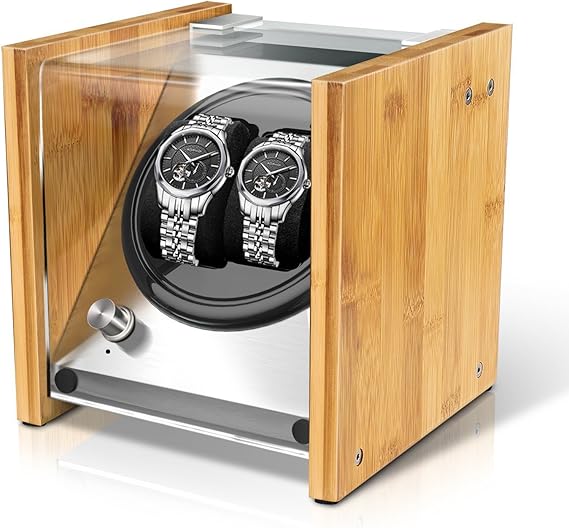 Amazon 最新型 Watch Winder ワインディングマシーン ウォッチワインダー 腕時計ケース 2本同時巻 日本製マブチモーター ナチュラル木目 磁化防止 4本巻きタイプも選択できます 一年保証期間 B1 レディース腕時計 腕時計 通販
