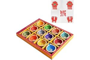 CRAFTSMAN SATVIK Set of 12 Handmade Multicolor Clay Diyas with Shubh Labh Stickers for Diwali, Festival Decoration, Pooja, Traditional Terracotta Oil Lamps for Home Mandir