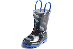 Toddler and Kids Rain Boots with Easy On Handles - Boys and Girls Colors and Designs – by Puddle Play
