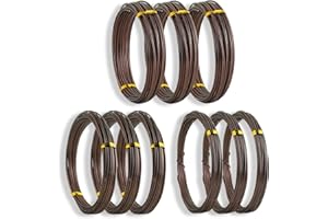 Sanlykate Bonsai Training Wire Kit, 9 Roll Tree Training Wires 295.27 Feet Total, 1.0mm, 1.5mm, 2.0mm Anodized Aluminum Wire Set, Hold Plant Branches Trunks - Brown
