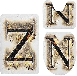 Juego de 3 alfombras de baño con letra N mayúscula y letra N en el