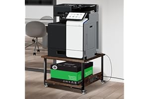 OBIHIVLO Printer Stand, 23.6''x23.6'' Large Printer Table with Power Outlet for Home Office Organization, Under Desk 3d Printer Stand With Wheels, Heavy Duty Rolling Printer Cart Shelf Stand for Desktop-2 Tier