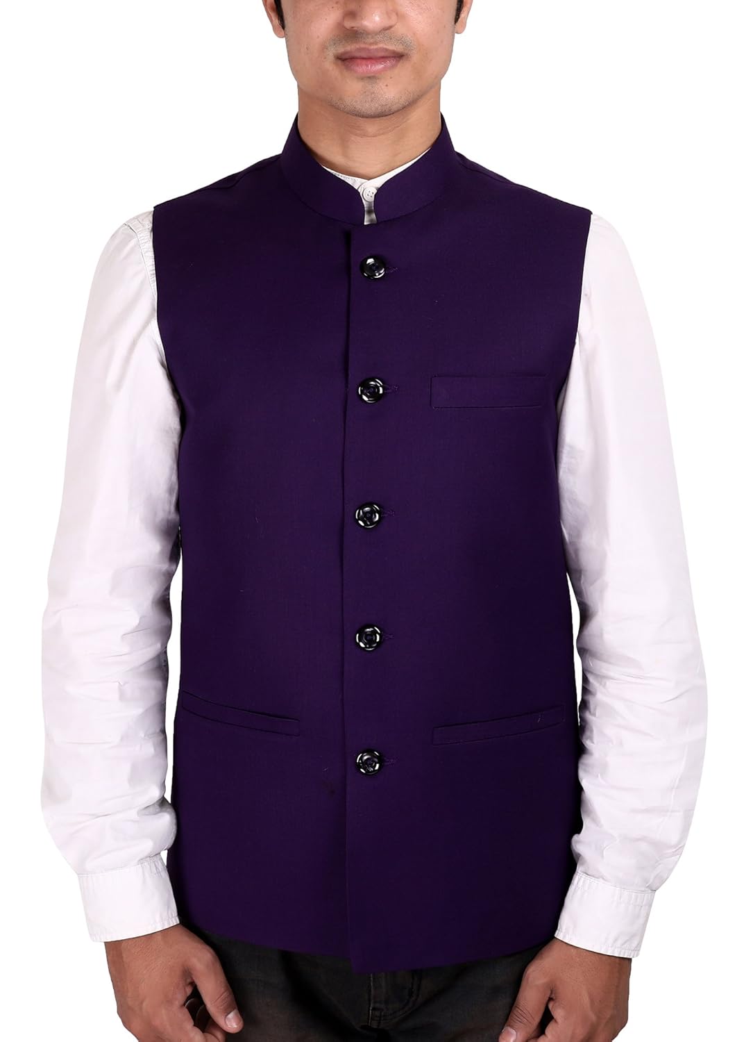 la rainbow mens cotton bandhgala modi jacket/waistcoat-purple
