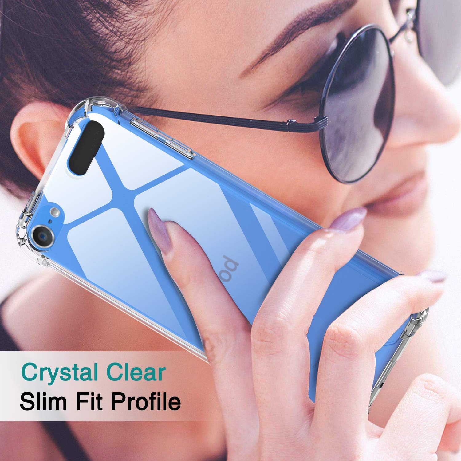 iPod Touch 7 Case, iPod Touch 6 Case, iPod Touch 5 Case with Tempered Glass Screen Protector [2 Pack], LeYi Shockproof Crystal Clear Soft Bumper Hard Case for Apple iPod Touch 7th/ 6th/ 5th Generation