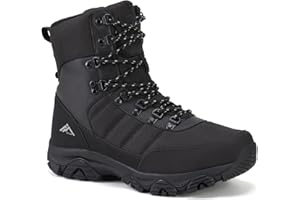 CC-Los Men's Snow Boots | Winter Waterproof Hiking Boot | Segmented Insulation Warm Fur Lined | Black Size 7-13