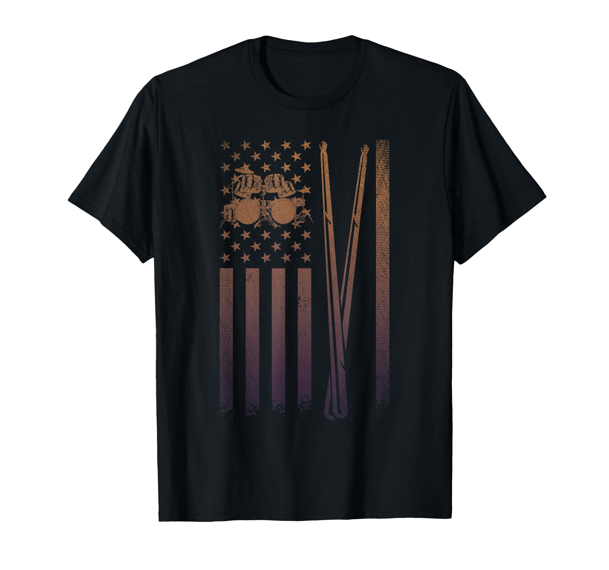 Drumsticks US Flag Drums Player Drummer Musician Proud Drums T-Shirt
