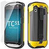 Protective Case Cover for Zebra TC51 TC52 TC56 TC57 TC510K Rugged Boot with Hand Strap for Zebra Phone Case with Tempered Glass (Yellow)
