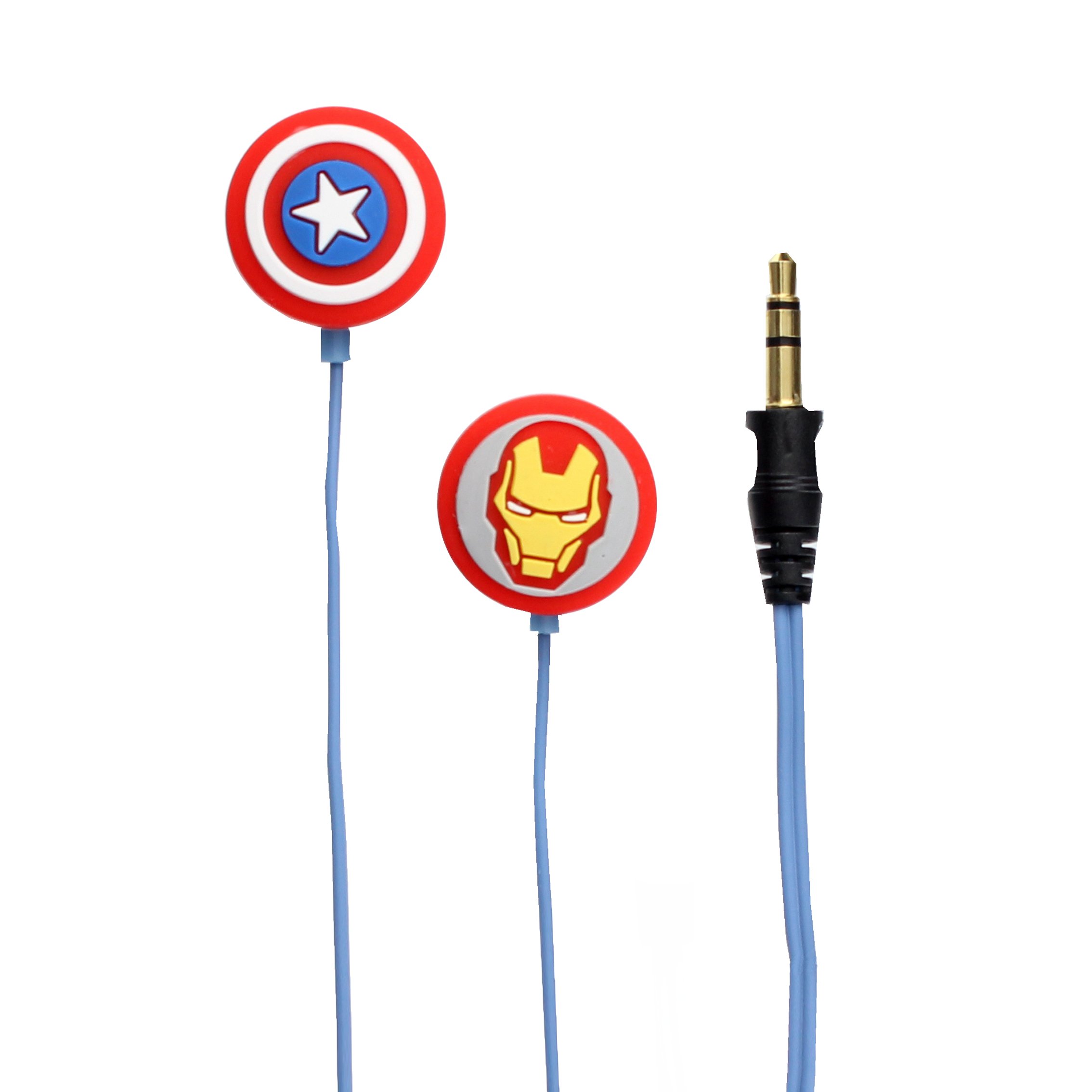 Marvel Avengers Iron Man/Captain America In-Ear Earphones with Anti-Tangle Cable and Mic - Blue