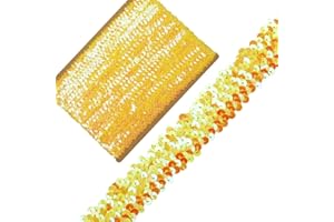 VOOMOLOVE Length10 Yards，Wide 1.1 Inch Yellow Elastic Sequin Ribbon Trim for Sewing Dress Dance Costumes Headband (Yellow)