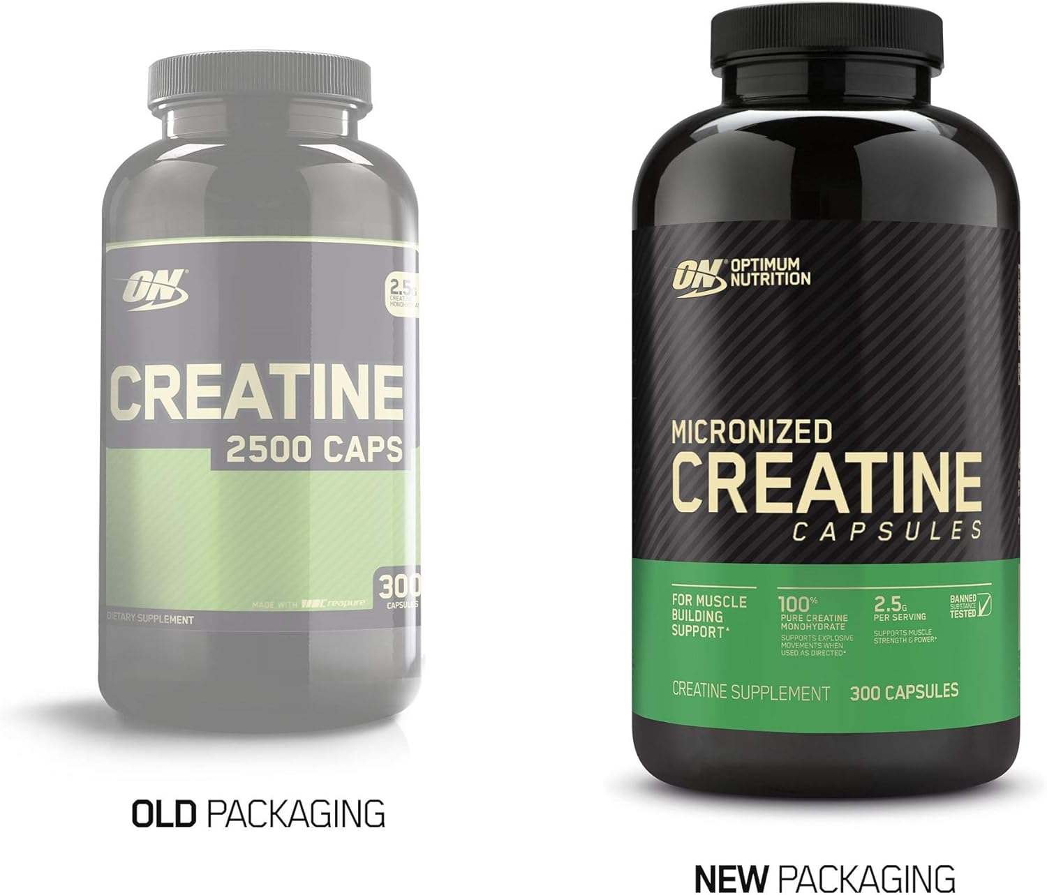 Optimum Nutrition Micronized Creatine Monohydrate Capsules, Keto Friendly, 2500mg, 300 Capsules (Packaging May Vary): Health & Personal Care